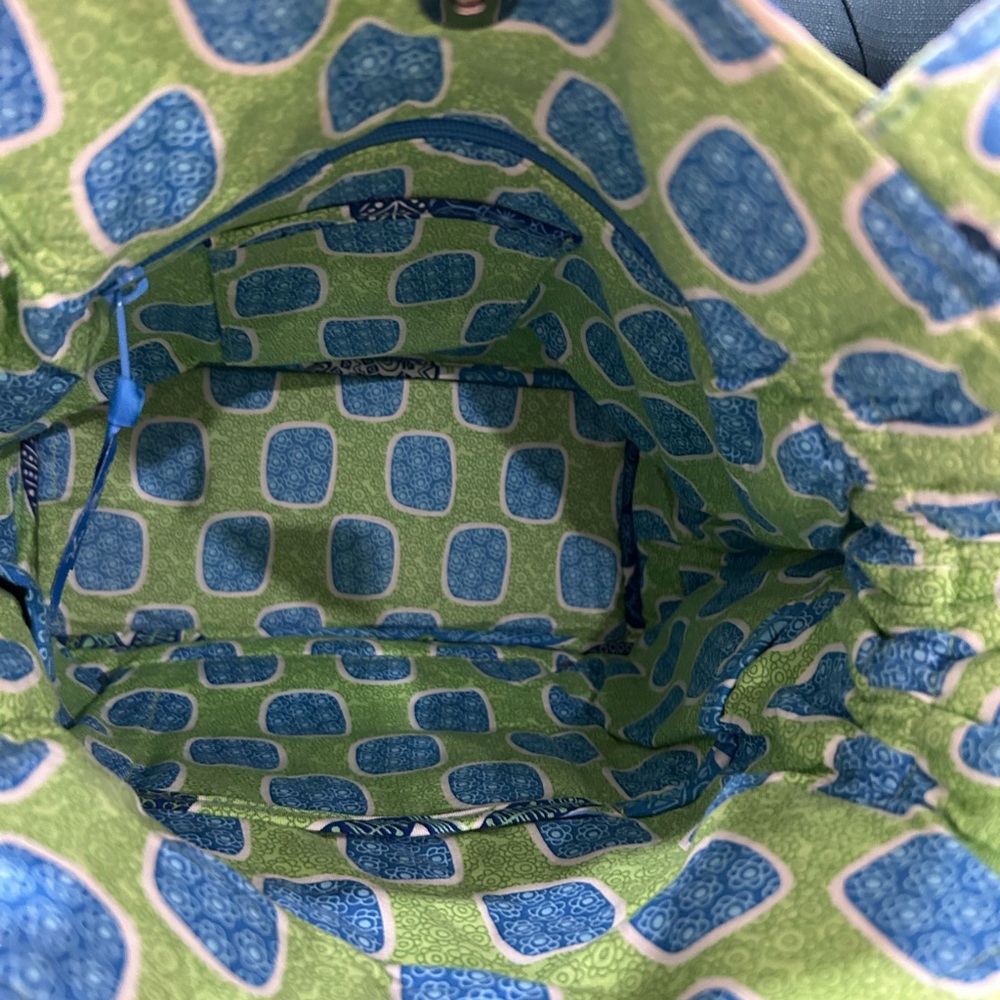 Vera Bradley Retired Doodle Daisy Laura Bag Green Blue White shoulder bag - Picture 4 of 11